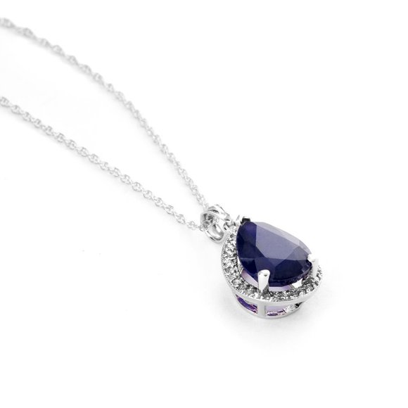 14K. SOLID GOLD NECKLACE DIAMONDS & SAPPHIRE - Picture 5 of 14